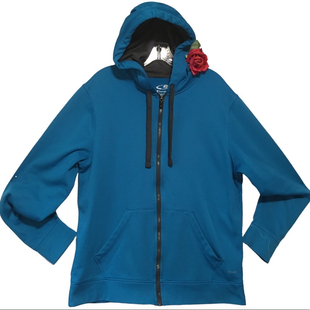Champion Hoodie Duo Dry LG blue full zip kangaroo pocket